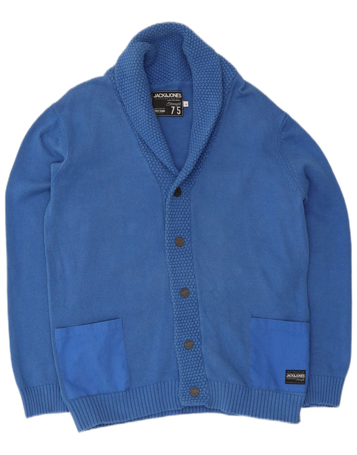 Maglione cardigan da uomo Jack & Jones grande cotone blu