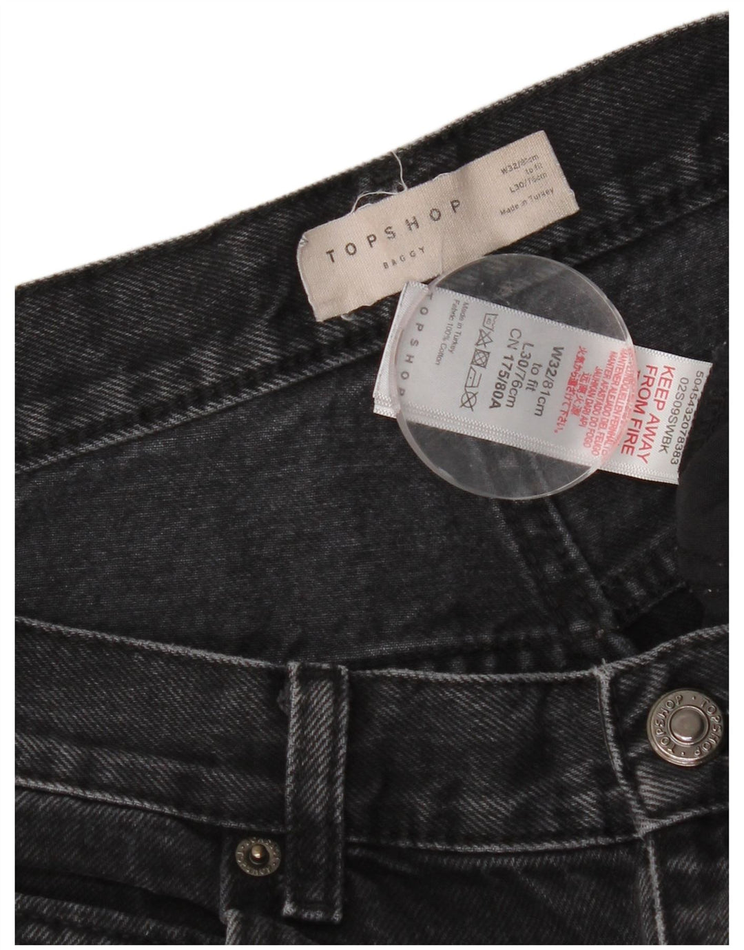 Topshop Jeans larghi affusolati da donna W32 L30 poliestere nero