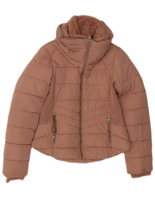 Giacca imbottita da donna Zara UK 12 poliestere rosa medio