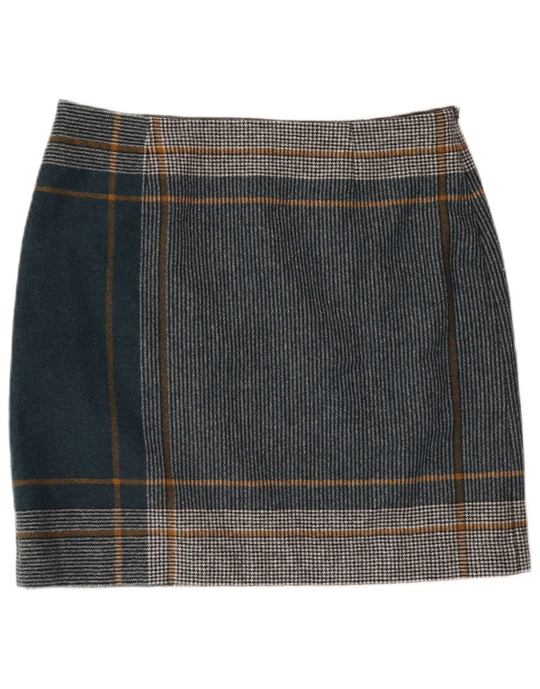 HOBBS Womens Mini Skirt UK 16 Large W34  Green Houndstooth Wool