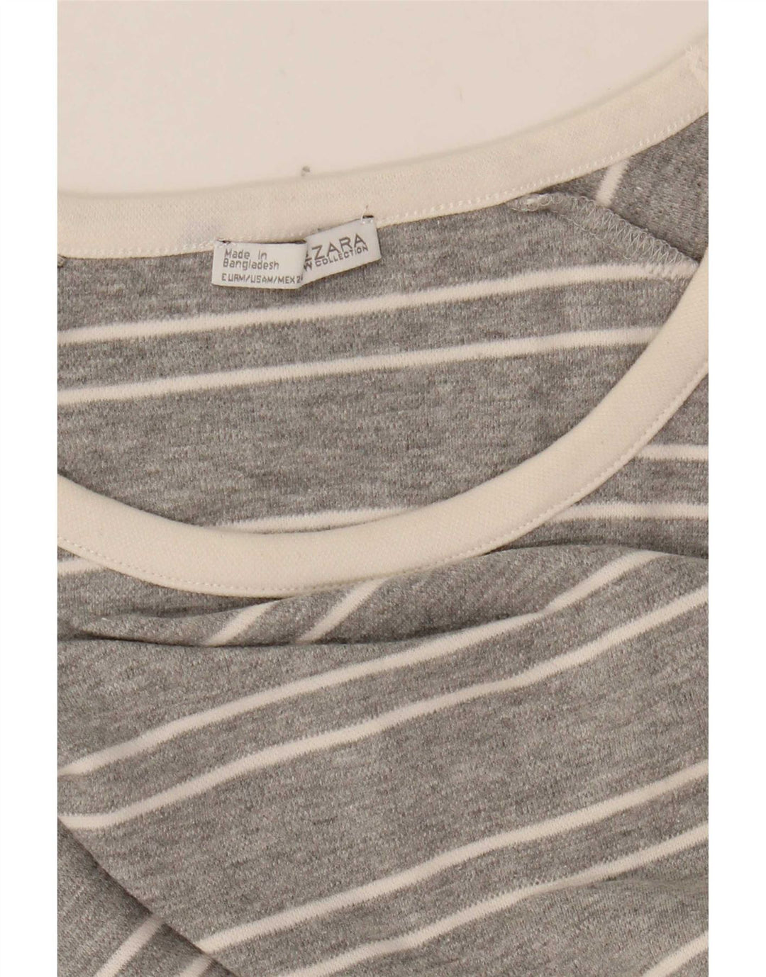Top Zara da donna a maniche lunghe UK 14 grigio medio a righe