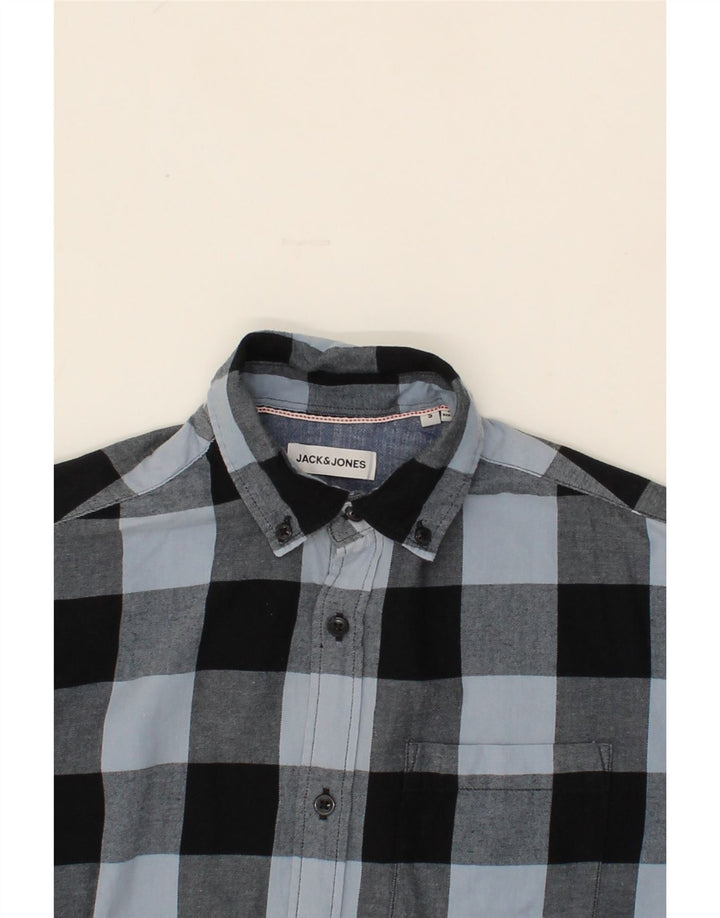JACK & JONES Mens Short Sleeve Shirt Small Blue Check Cotton Vintage Jack & Jones and Second-Hand Jack & Jones from Messina Hembry 