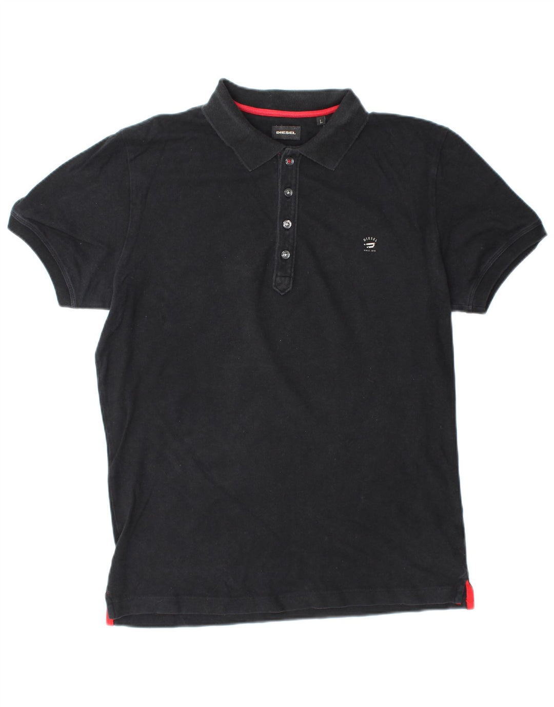 Polo da uomo DIESEL grande in cotone nero