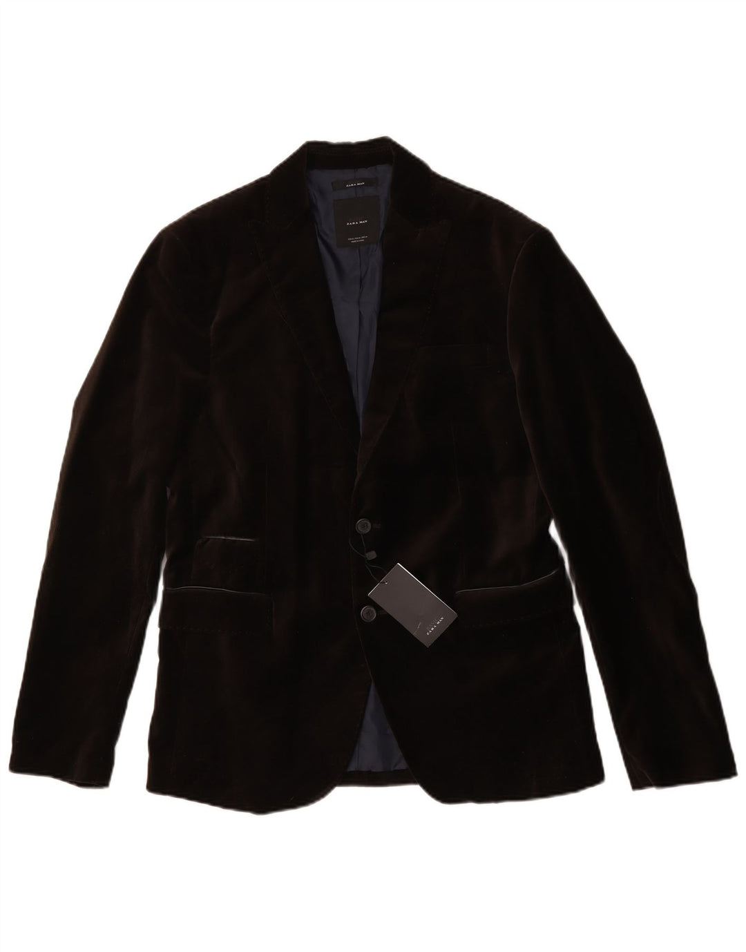 Giacca blazer in velluto da uomo a 2 bottoni Zara EU 50 poliestere marrone medio