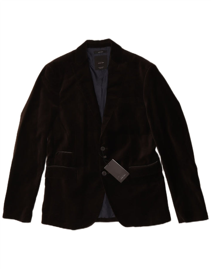 Giacca blazer in velluto da uomo a 2 bottoni Zara EU 50 poliestere marrone medio