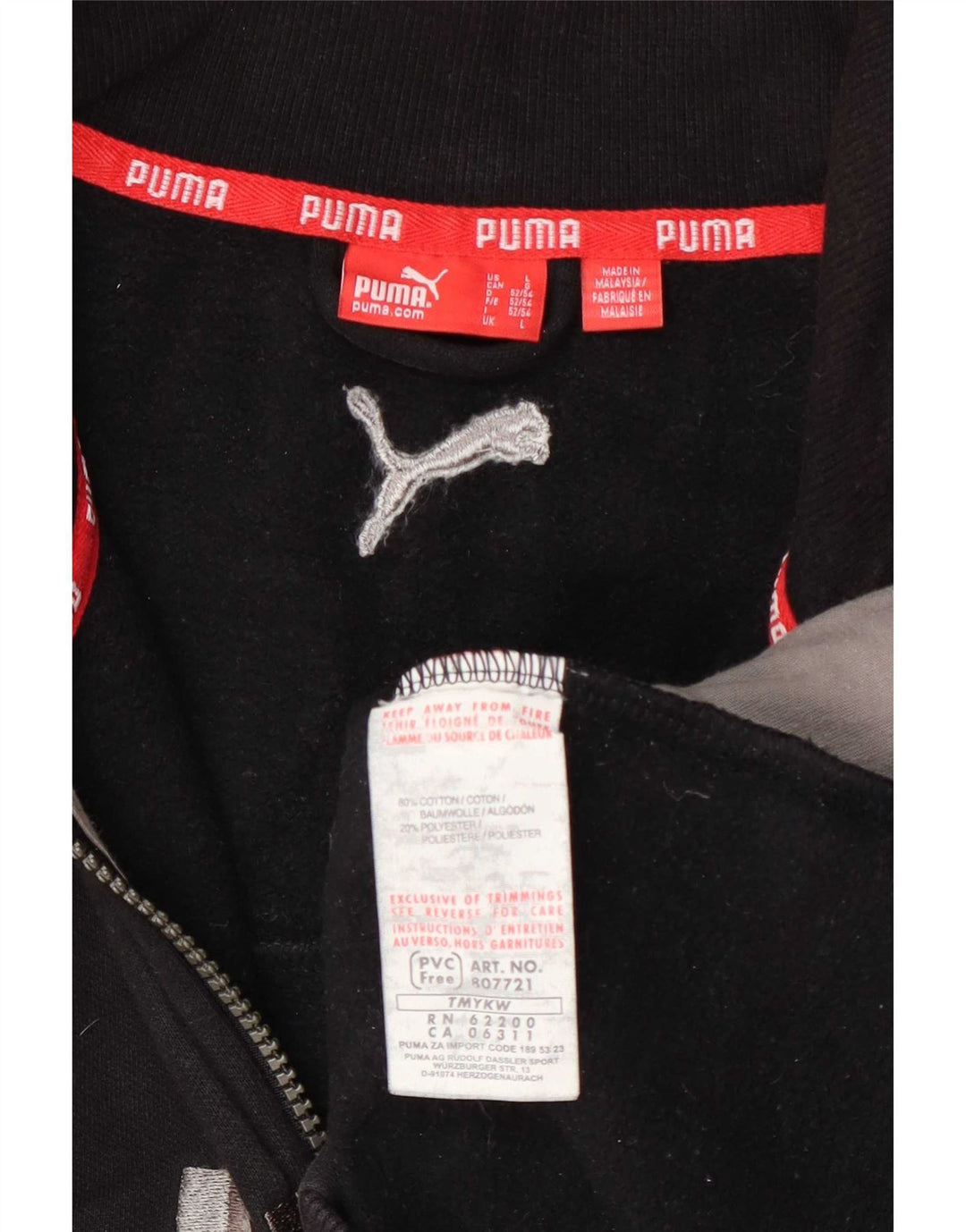 Giacca da ginnastica grafica da uomo Puma Large in cotone nero