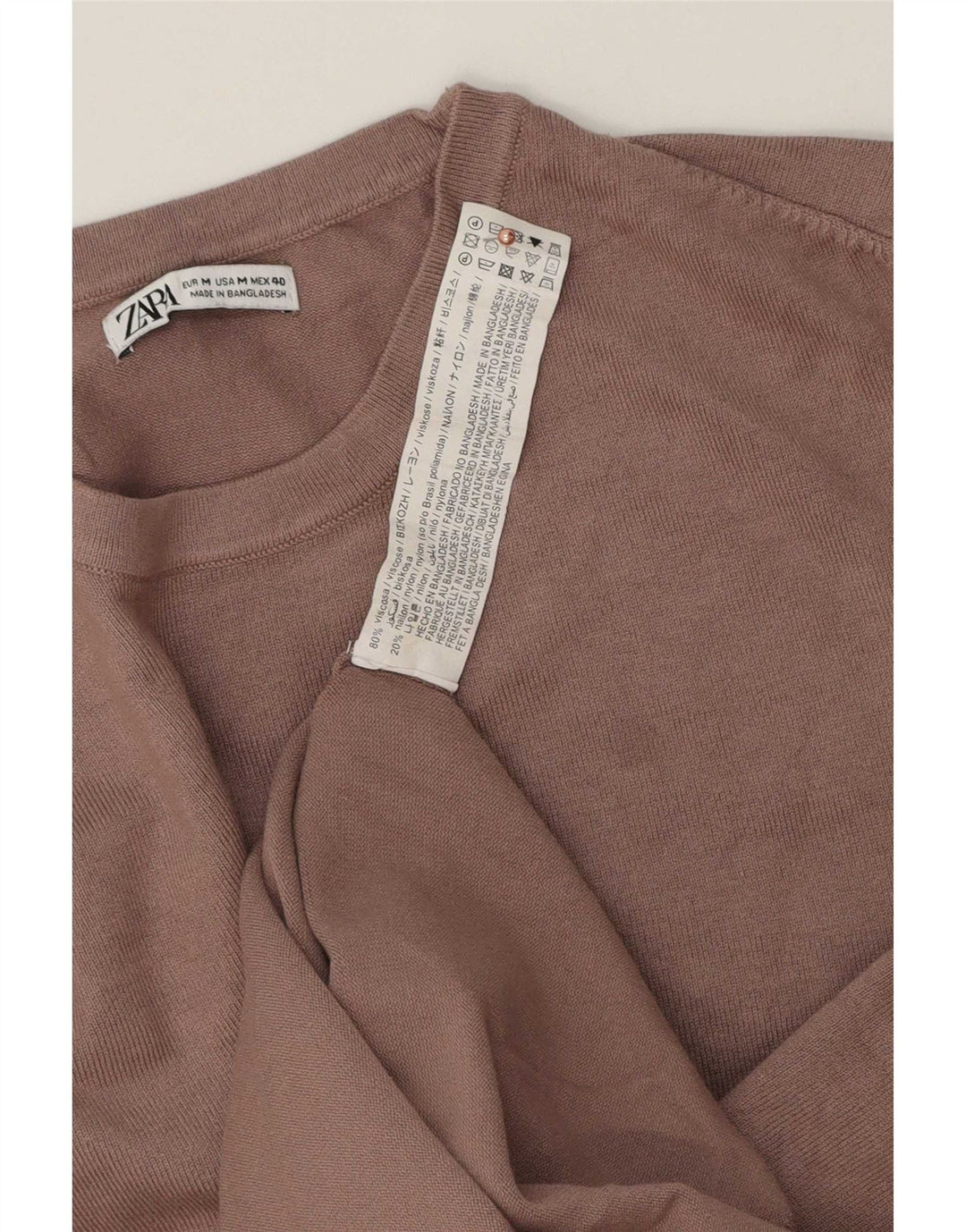 Maglione Zara da uomo girocollo in viscosa marrone medio