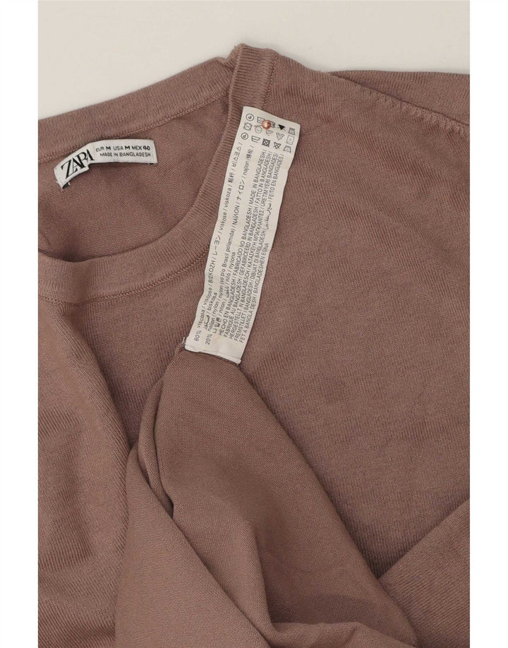 Maglione Zara da uomo girocollo in viscosa marrone medio