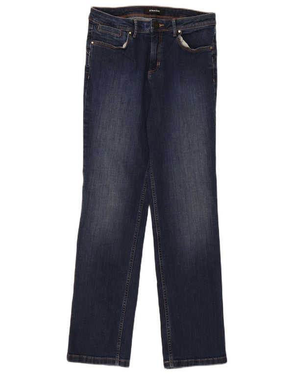 Jeans dritti da donna Marks & Spencer UK 10 piccoli W28 L28 cotone blu navy