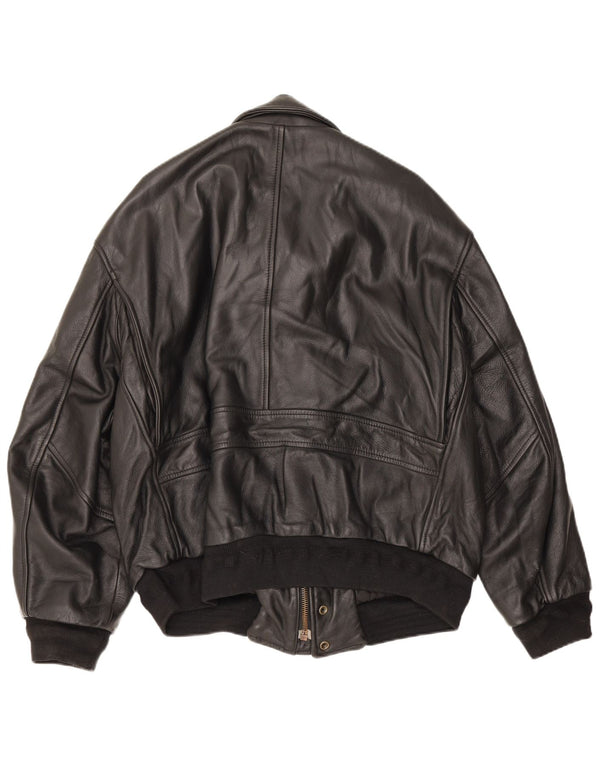 Giacca in pelle vintage da uomo UK 42 XL nera