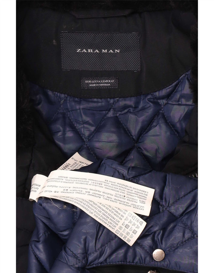 Giacca militare da uomo ZARA UK 40 Large in poliestere blu navy