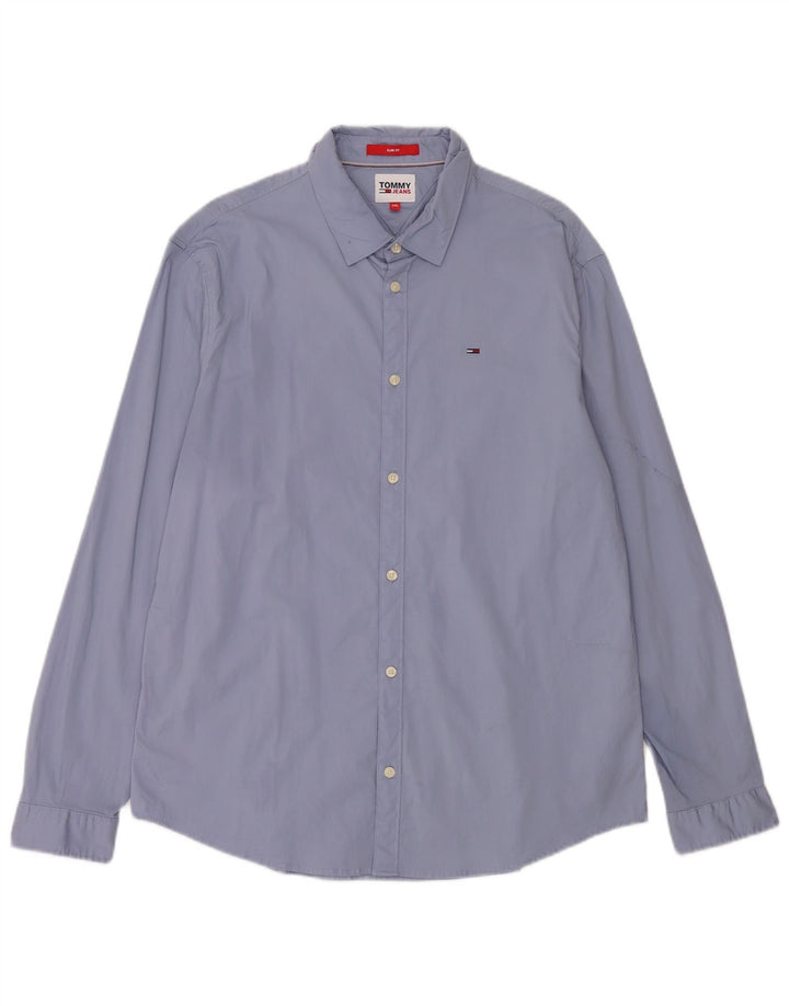 Camicia slim fit da uomo Tommy Jeans 2XL cotone blu