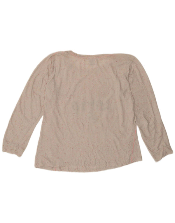 Top grafico da donna Lotto manica lunga UK 14 Large cotone chiazzato bianco