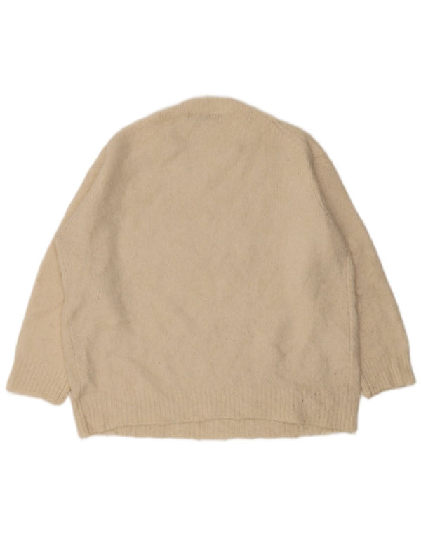Maglione maglione oversize con scollo a barca da donna Zara UK 10 piccolo Beige