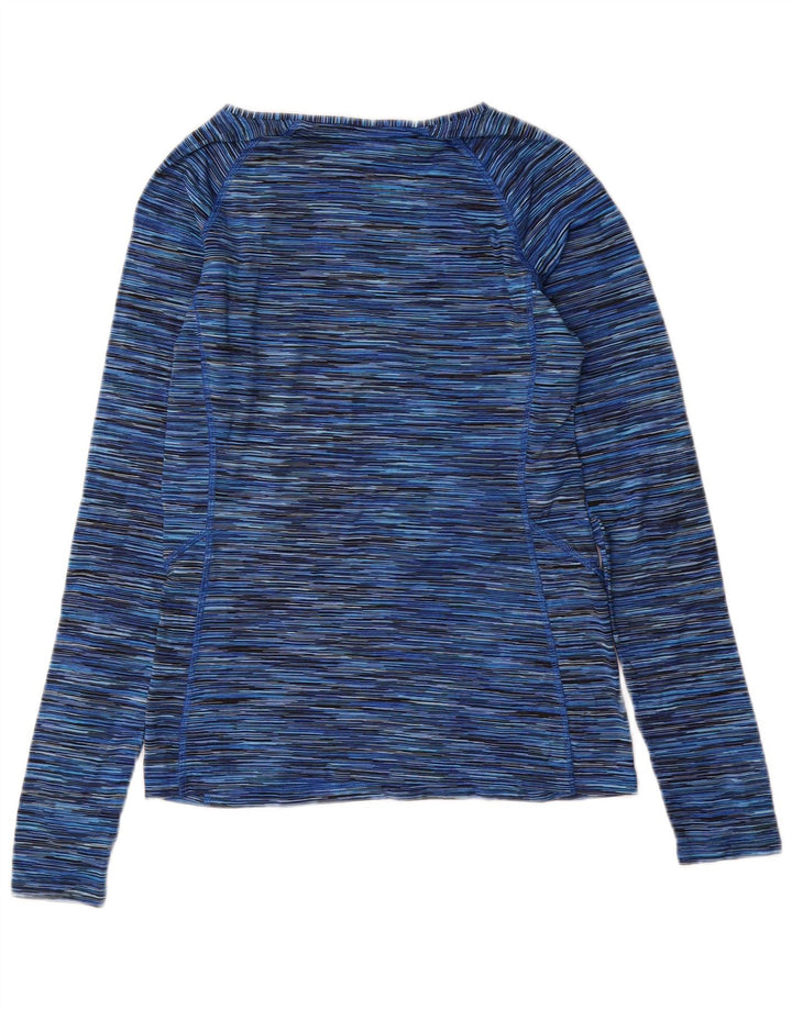 CHAMPION Top da donna a maniche lunghe UK 10 Piccolo poliestere gessato blu