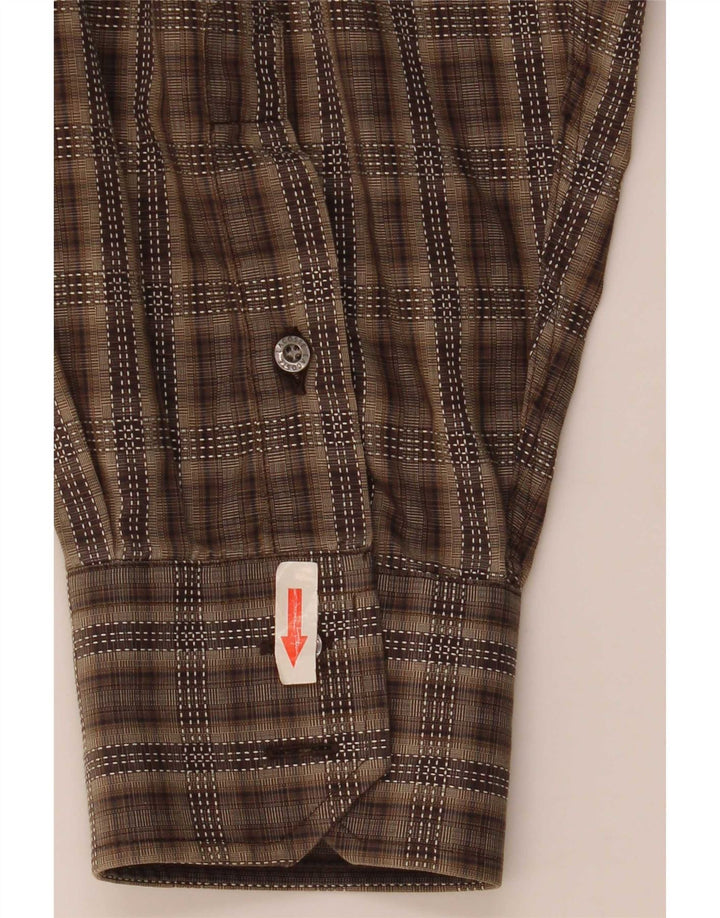 Camicia da uomo Lacoste taglia 45 XL in cotone a quadri marrone