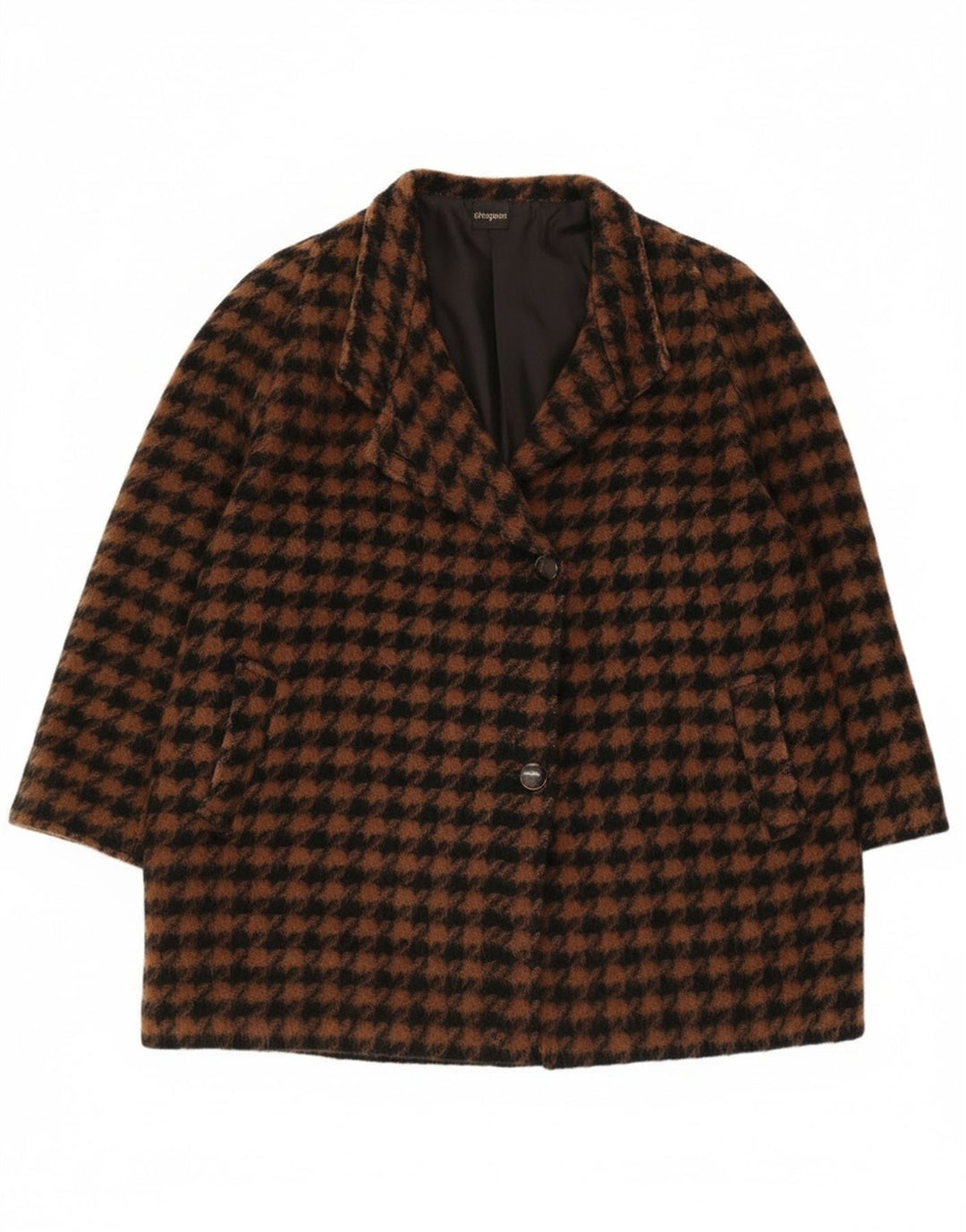 ELENA MIRO Cappotto Oversize Donna IT 43 Pied De Poule Marrone Medio Retro