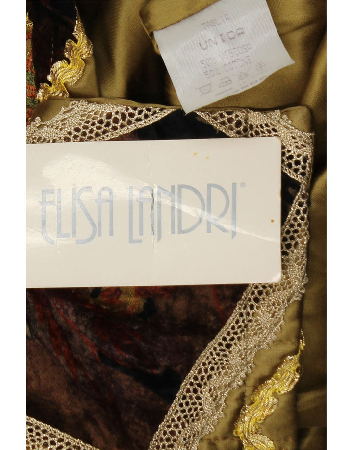 Giacca blazer da donna ELISA LANDRI UK 16 grande viscosa patchwork kaki