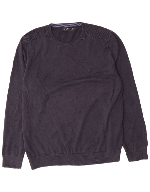 Maglione maglione girocollo da uomo Nautica XL in cotone blu navy