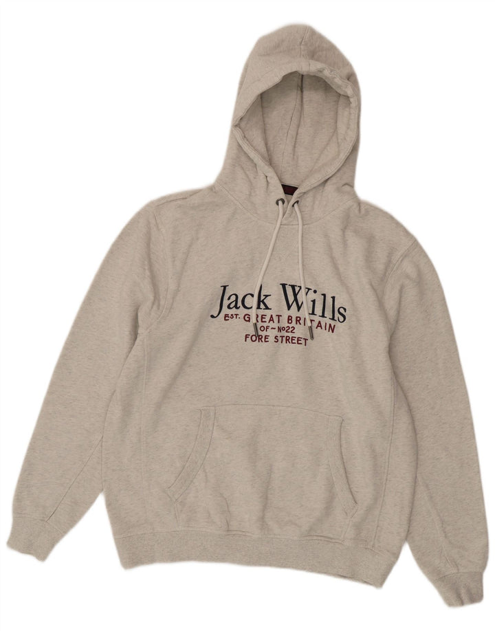 Maglione con cappuccio grafico da uomo Jack Wills, grande cotone chiazzato grigio