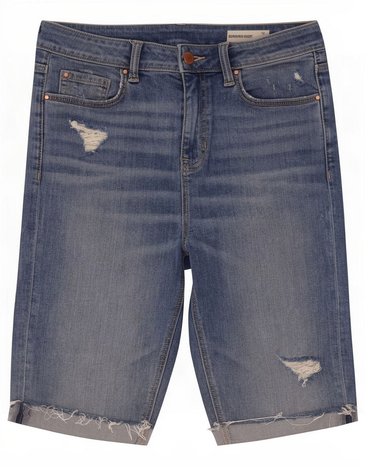 Pantaloncini Bermuda invecchiati Marks & Spencer da donna UK 12 medi W30 blu