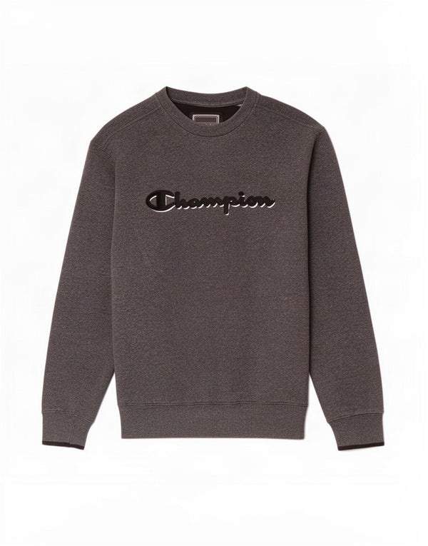 Felpa grafica da uomo Champion, maglione grande, cotone grigio