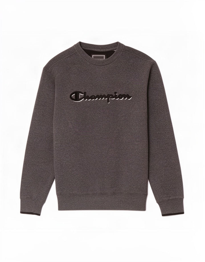 Felpa grafica da uomo Champion, maglione grande, cotone grigio