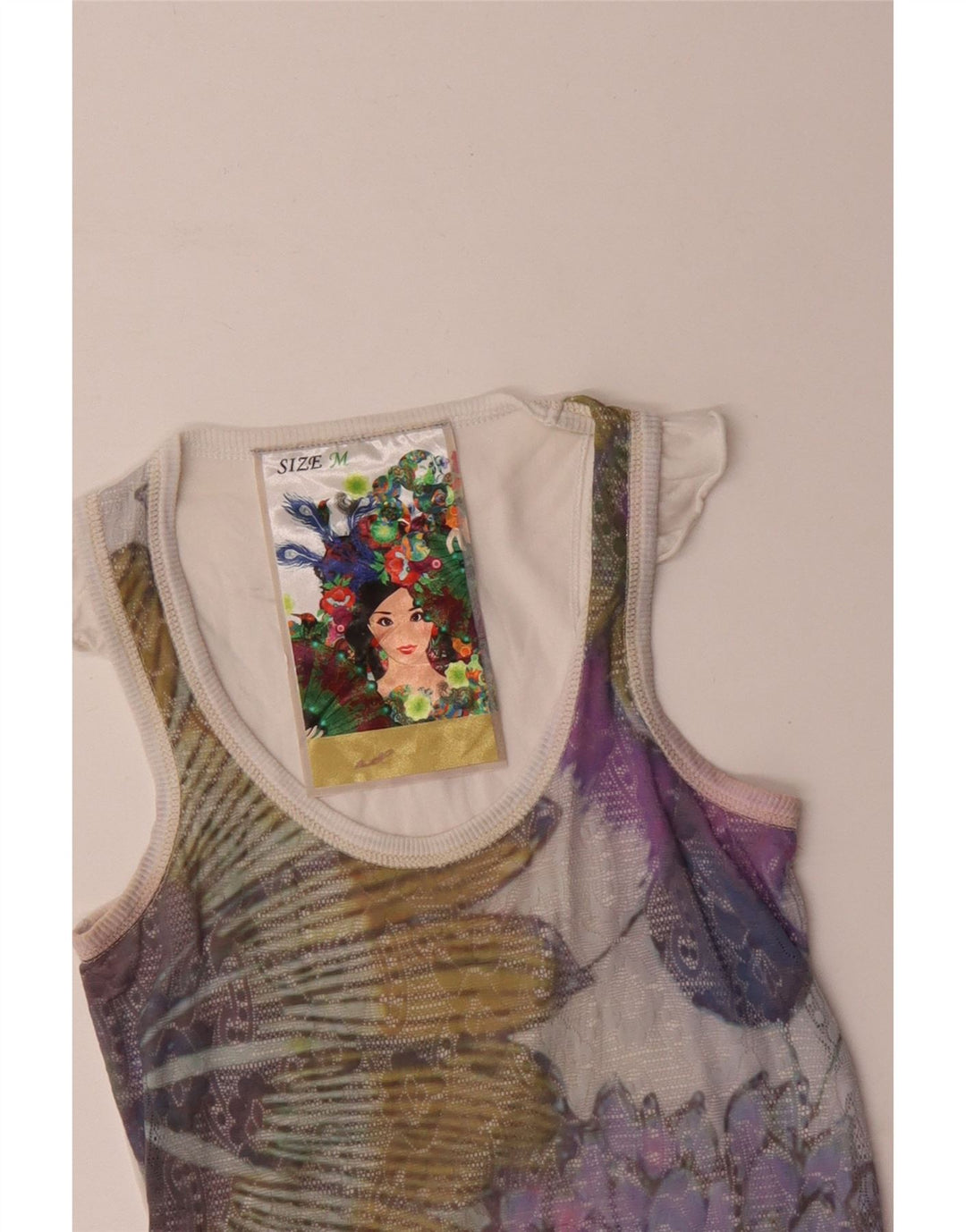 Desigual Womens Graphic Vest Top UK 12 Medium multicolore floreale