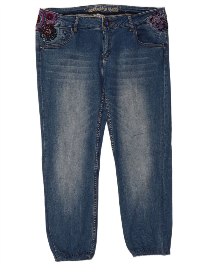 DESIGUAL Jeans corti da uomo W36 L24 Blu floreale