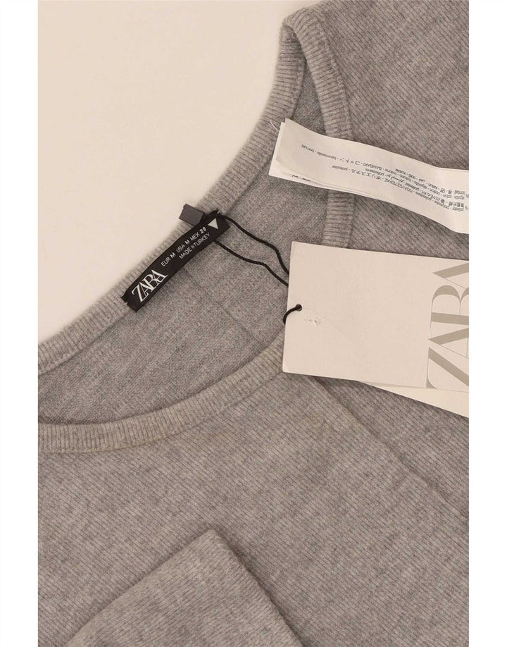 Vestito a trapezio da donna Zara UK 12 Poliestere grigio medio
