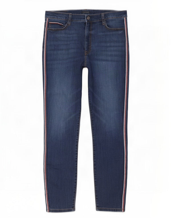 Jeans affusolati a vita alta da donna Tommy Hilfiger US 14 XL W32 L28 Cotone blu