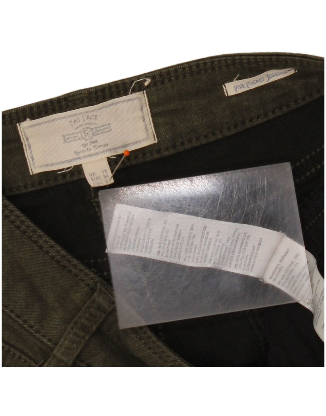 Jeans Jegging da donna FAT FACE UK 10 Small W28 L28 Cotone verde