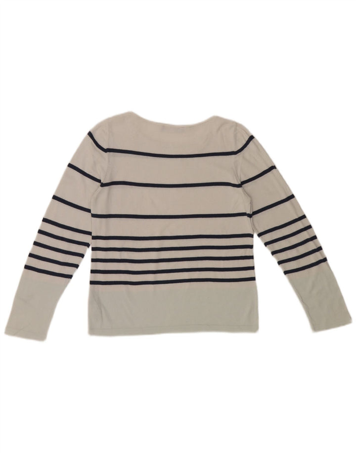 Marks & Spencer Top da donna a maniche lunghe UK 8 piccolo cotone a righe bianche