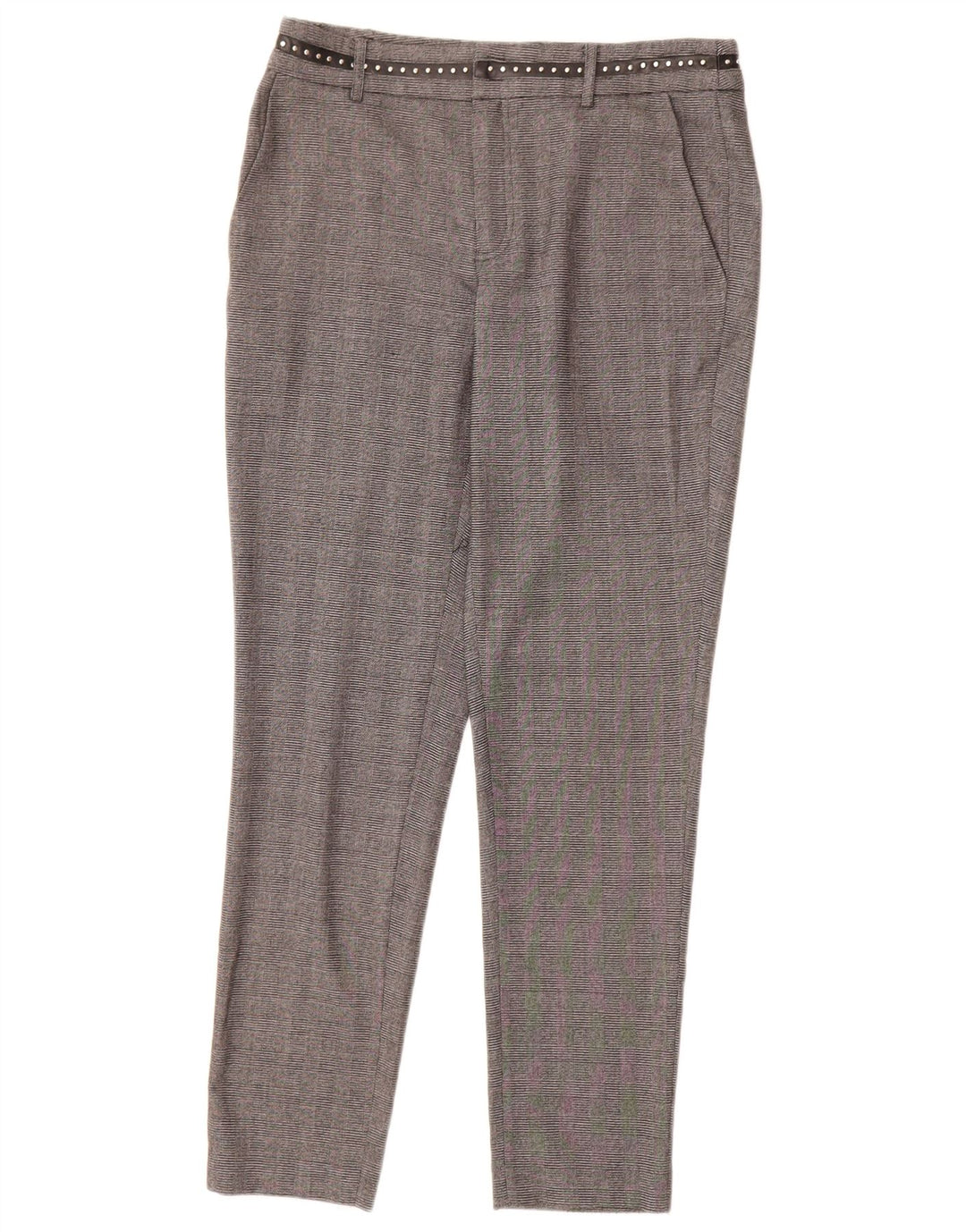 Pantaloni chino slim da donna Guess W27 L28 poliestere a quadri grigi