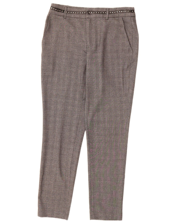 Pantaloni chino slim da donna Guess W27 L28 poliestere a quadri grigi