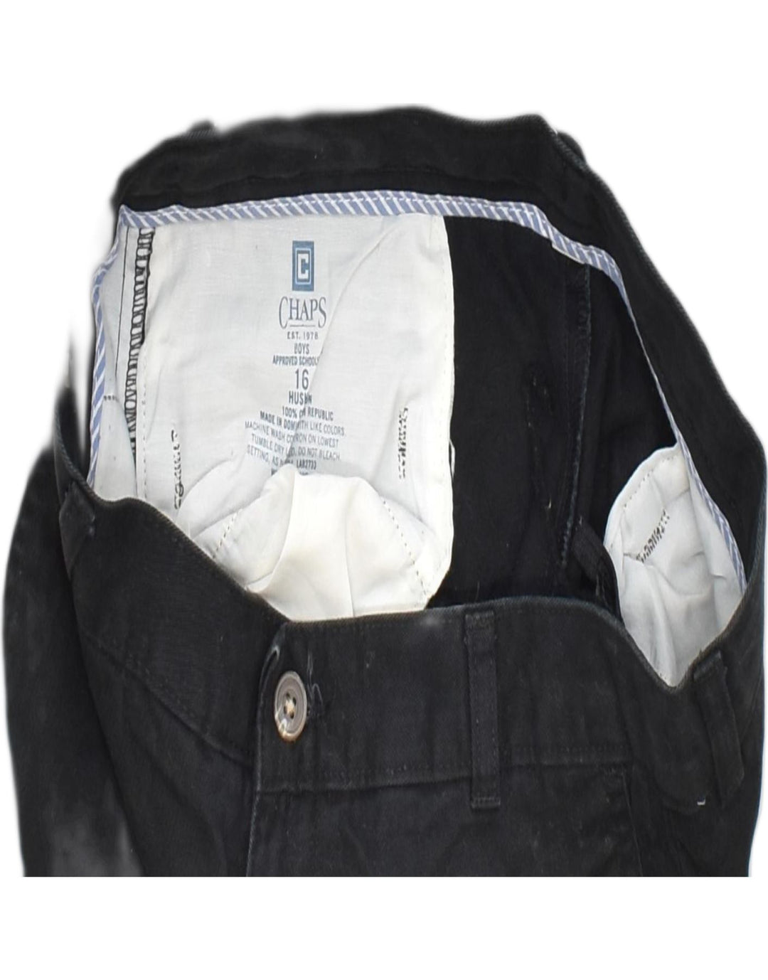 CHAPS Boys Straight Chino Trousers 15-16 Years W32 L28 Black Classic | Vintage | Thrift | Second-Hand | Used Clothing | Messina Hembry 