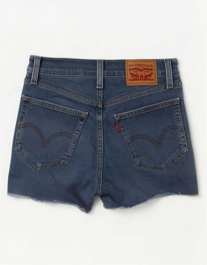 Pantaloncini di jeans invecchiati Levi's da donna W27 piccoli in cotone blu
