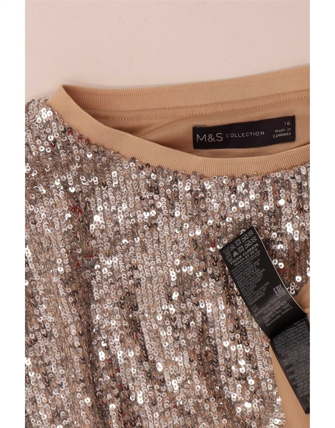 Marks & Spencer Camicetta oversize con paillettes da donna UK 16 Large Argento