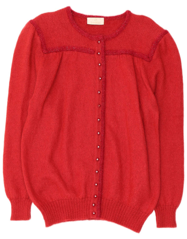 LE BAMBOLE Womens Cardigan Sweater IT 48 XL Red Mohair