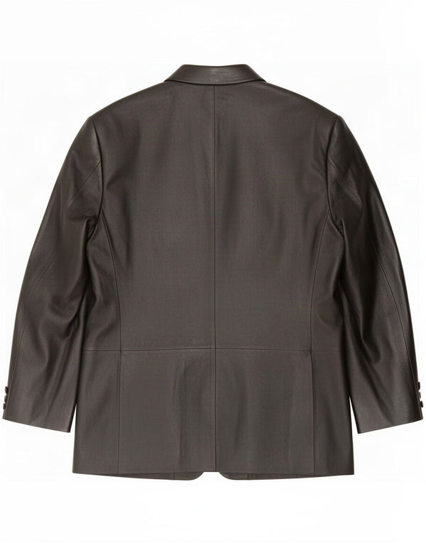 Kartel Giacca blazer in pelle da uomo a 3 bottoni UK 40 Large Nero
