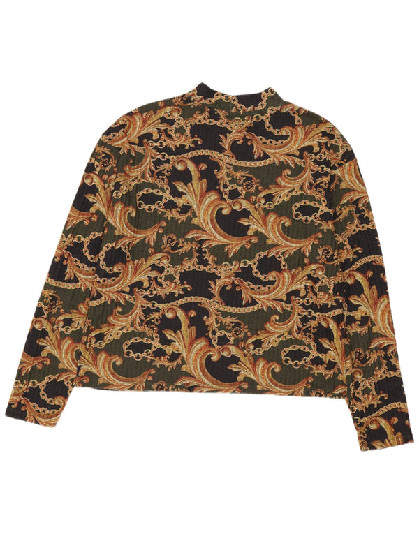 Top Zara a maniche lunghe da donna, in camicetta UK 14, poliestere Cachi medio con motivo cachemire