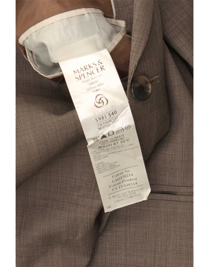 Giacca blazer a 3 bottoni da uomo Marks & Spencer UK 48 2XL Lana beige