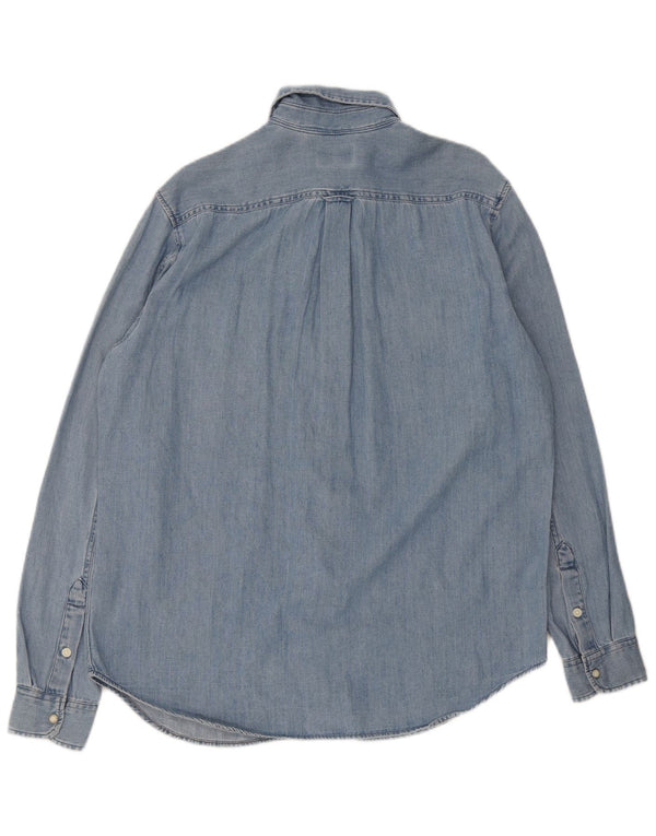 Camicia Timberland da uomo vestibilità regolare in denim di grandi dimensioni in cotone blu