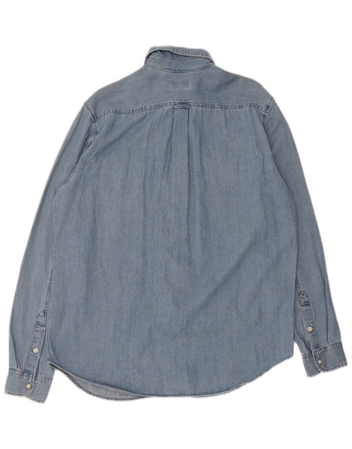 Camicia Timberland da uomo vestibilità regolare in denim di grandi dimensioni in cotone blu