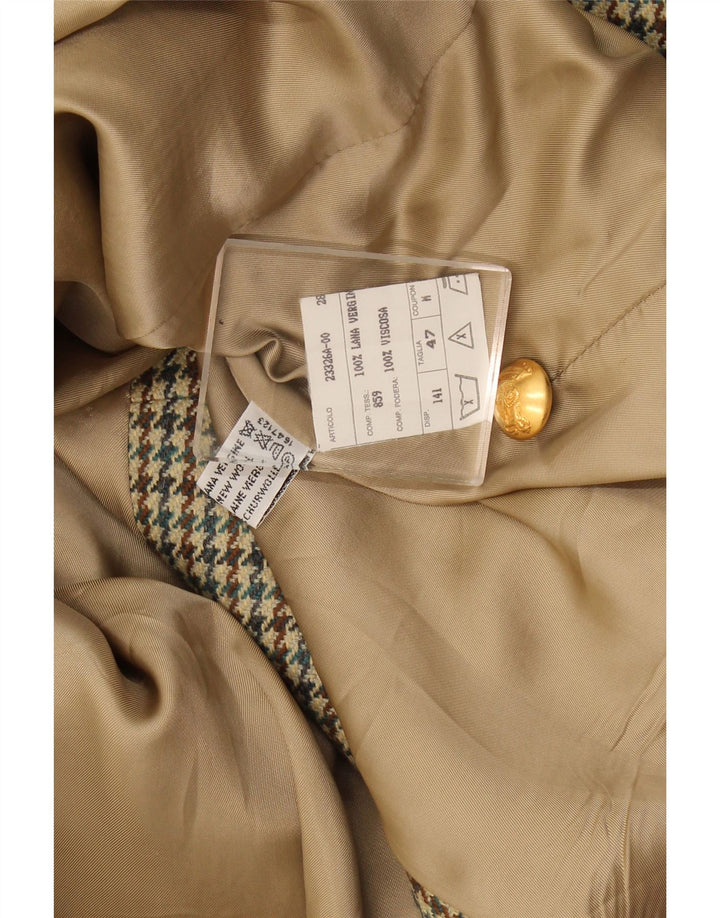 Giacca blazer vintage da donna a 2 bottoni IT 47 grande lana pied de poule verde