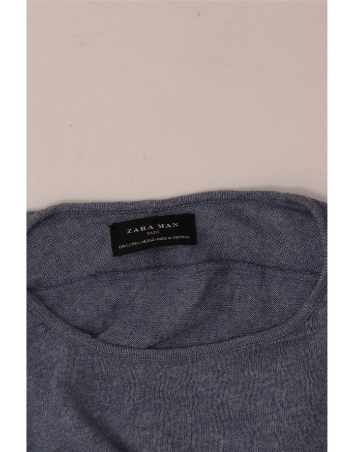 Maglione maglione girocollo da uomo Zara grande blu