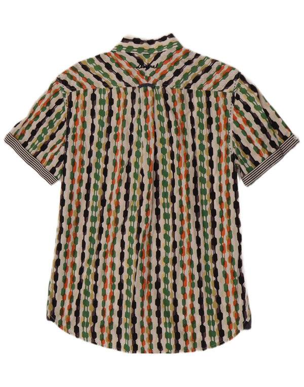Desigual Camicia da uomo a maniche corte, vestibilità regolare, grande, multicolore, geometrica