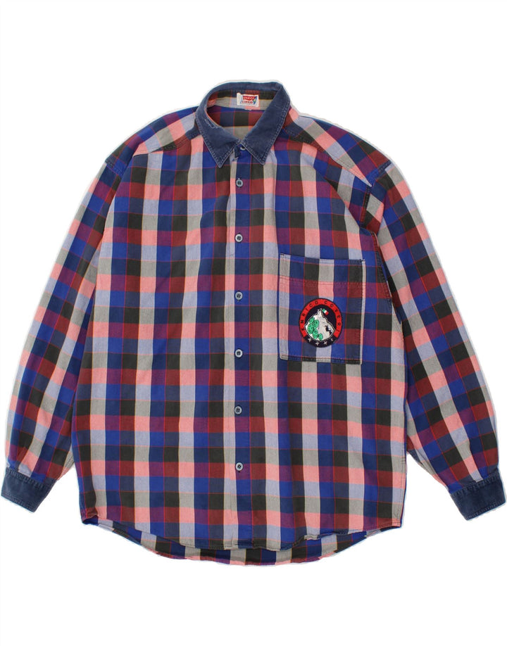 ENRICO COVERI Mens Shirt Large Blue Check Vintage Enrico Coveri and Second-Hand Enrico Coveri from Messina Hembry 