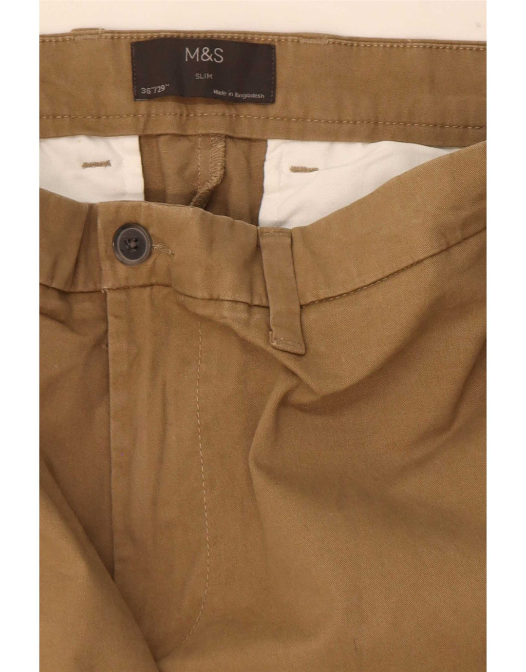 Pantaloni chino slim da uomo Marks & Spencer W36 L29 Marrone