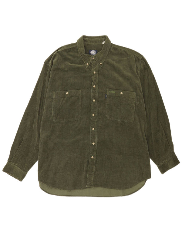Camicia da uomo CLASSIC in velluto a coste UK 45/46 XL Cotone verde